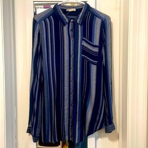 Multi Blue Stripe Button Up